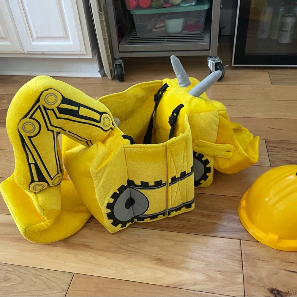Kids Yellow Construction Excavator Costume Vest with Helmet
